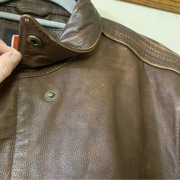 LM Jackets 2X Men’s Distressed Brown Leather Bomber Aviator Coat NWT - Picture 4 of 14